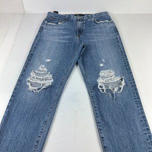 J Brand Jeans Women's 28 Tate Boyfriend Senska Destruct Blue Distressed Denim